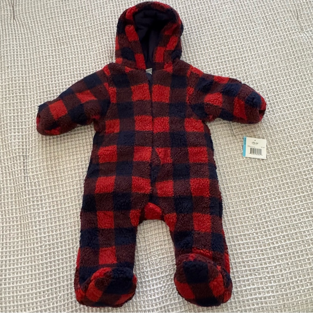 Little Me Red and Black Plaid Footie